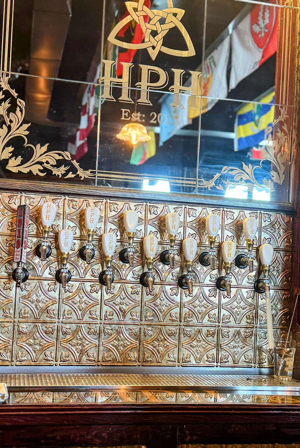 Photo of the taps in the brewery