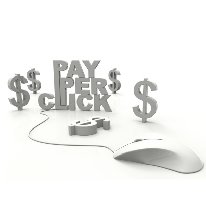 Pay per click words over computer mouse