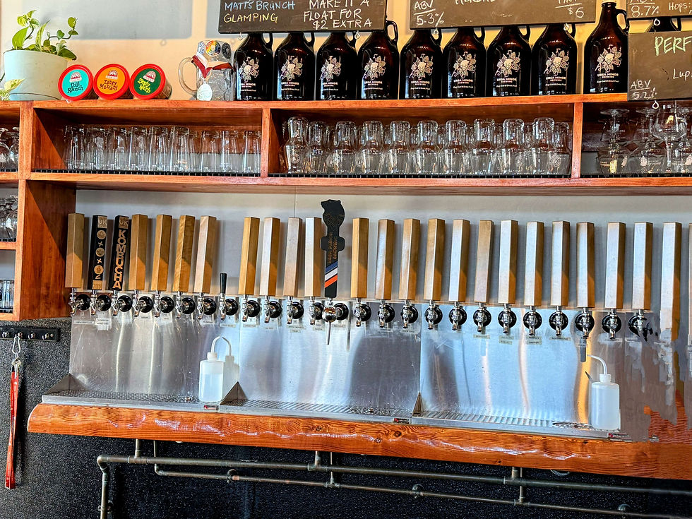 Photo of the taps in the brewery