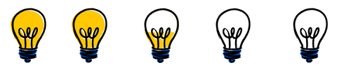 Infographic of 2.5 yellow light bulbs and 0.5 white, representing an atmosphere score of 2.5 out of 5