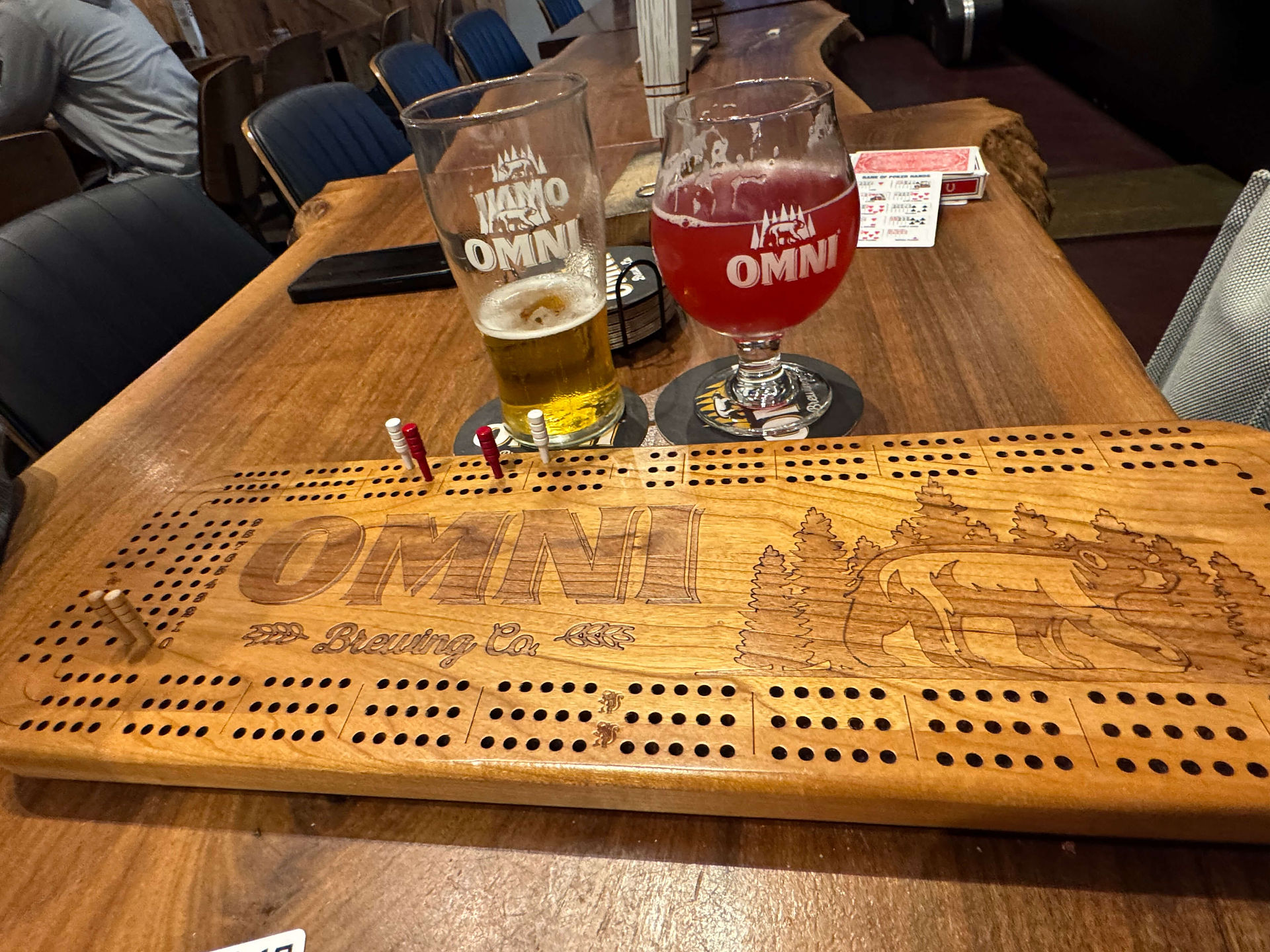 OMNI branded cribbage board