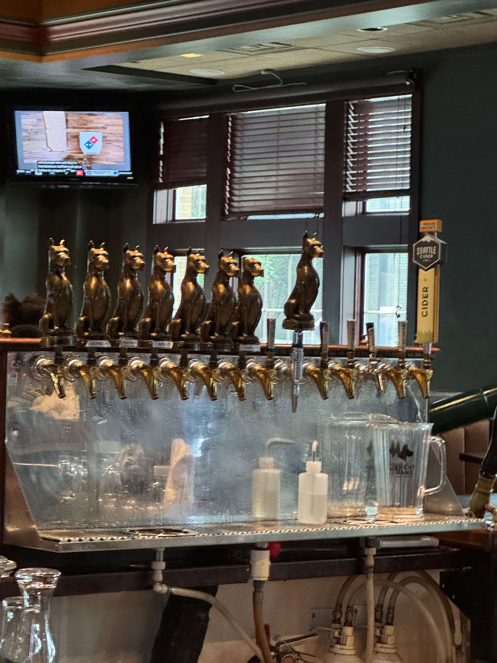Tap handles in the shape of great danes.