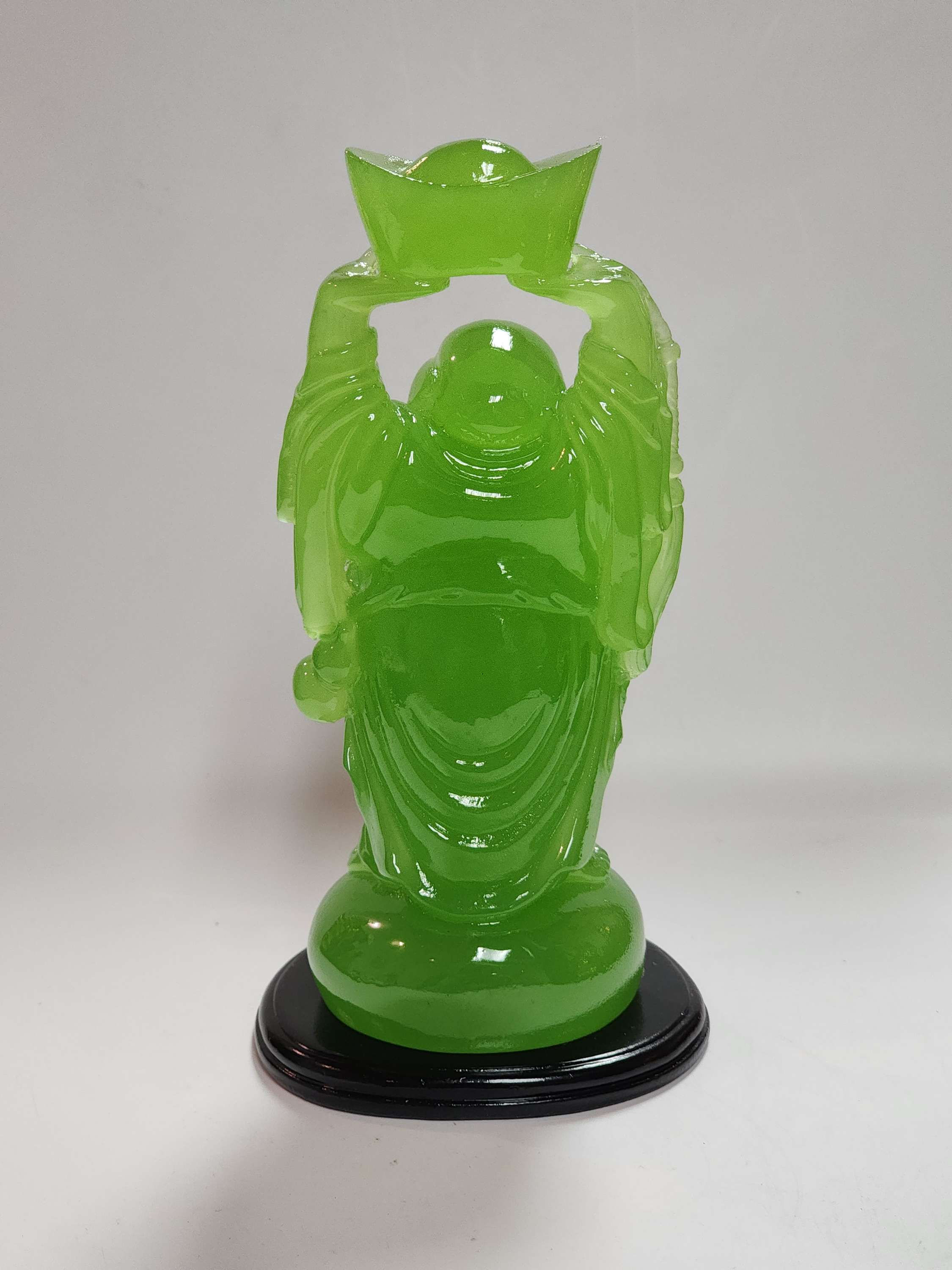 7" Green Buddha Holding Seed