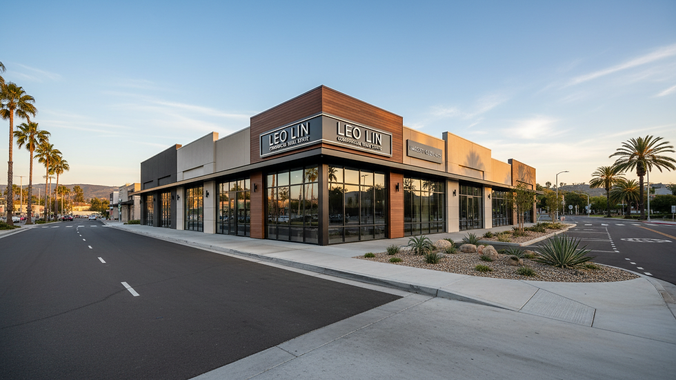 Eye-level view of a modern commercial retail building in Chino Hills