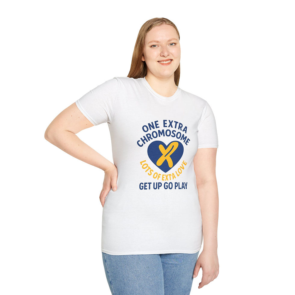 縮圖：One Extra Chromosome  - Adult Unisex Softstyle Tee, Celebrate, Awareness