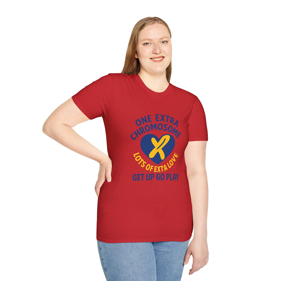 縮圖：One Extra Chromosome  - Adult Unisex Softstyle Tee, Celebrate, Awareness