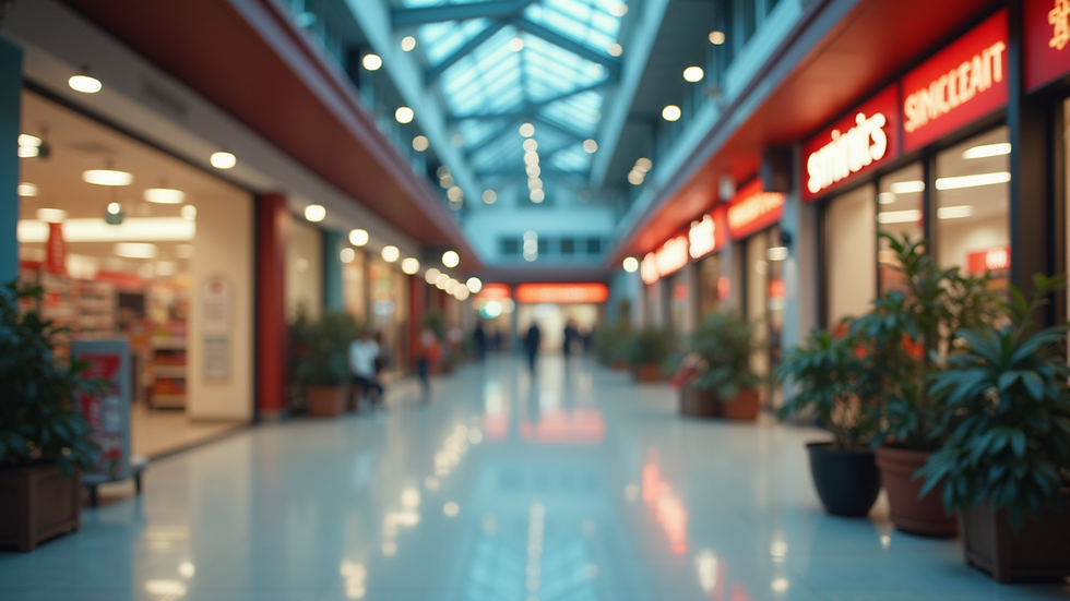 Wide angle view of a commercial retail strip center