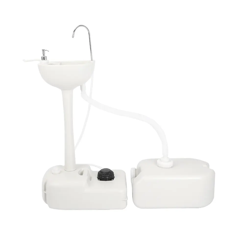 縮圖：Portable Camping Sink With Toilet, Standing Hand Wash Basin With Foot Pump
