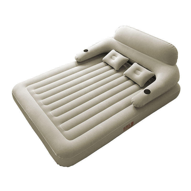 縮圖：Outdoor Portable Double Comfort Khaki Grey Flocking Inflatable Mattress Bed