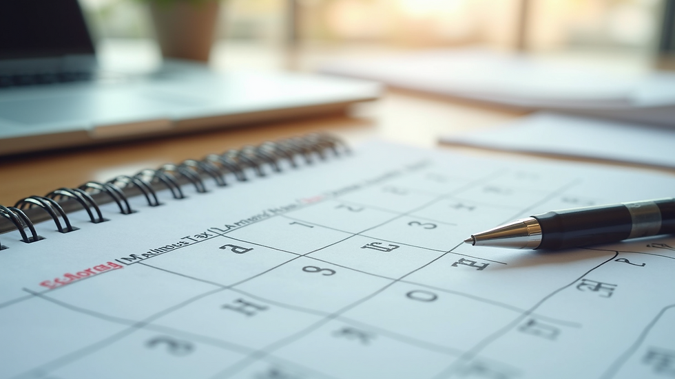 Close-up view of a calendar marked with important tax planning dates