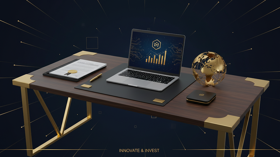 Eye-level view of a modern office desk with legal documents and a laptop