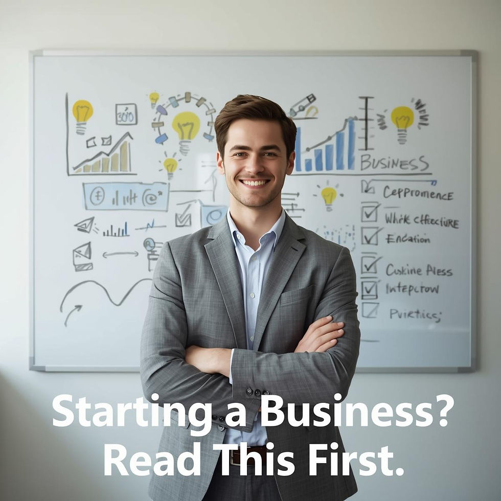 Aspiring entrepreneur stands confidently in front of a business strategy board, ready to tackle the essentials of starting a new venture.