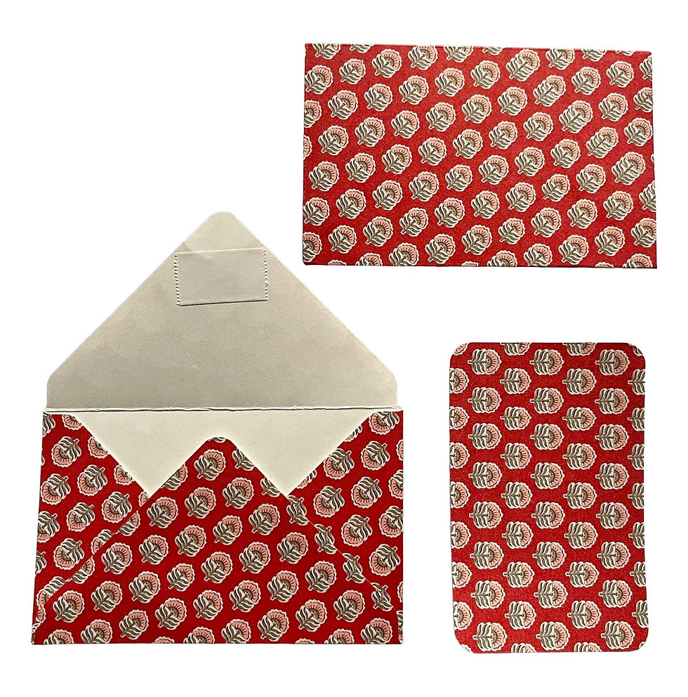 Thumbnail: Red Block Print Envelopes (Set of 5)