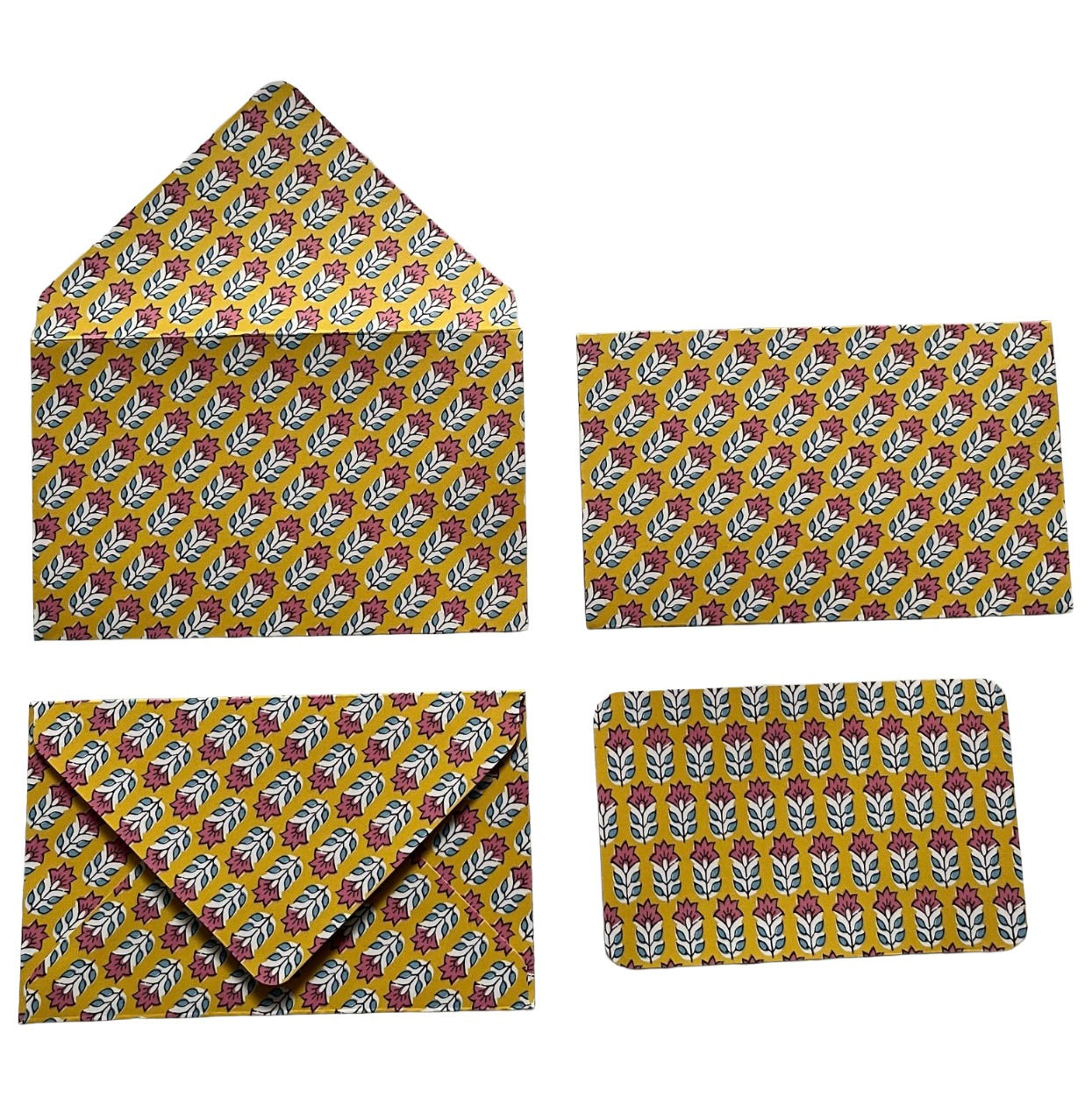 Yellow Block Printed Envelopes (Set of 5)