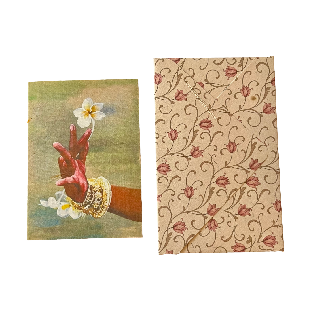 Frangipani Hand Greeting Card (Set of 1) by Maandodari