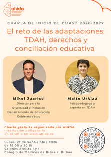 Charla de inicio de curso 26-27 "El reto de las adaptaciones: TDAH, derechos y conciliación educativa"