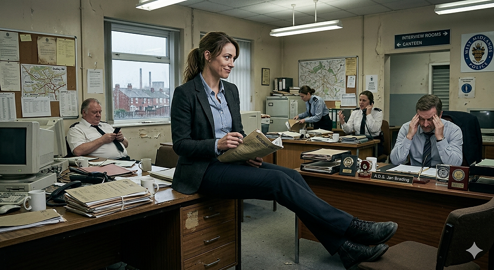 Valerie has to navigate deceptive clues, highly dysfunctional colleagues, flawed department leadership, and systemic institutional failures... Curiosity Killed the Chicken . A/DS Brading in the dysfunctional CID office at an English police station