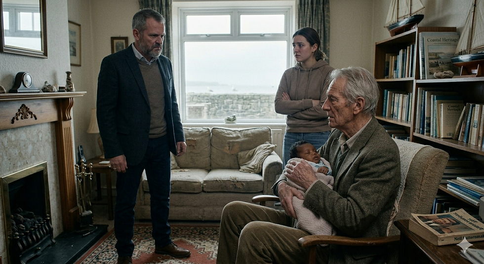 The patternmaker's emotionless son aggressively opposes his dad's soft-heartedness, accusing the young woman of being a gold-digger and the baby of being a pawn in a scam. The Patternmaker and the Tide by Neil Mach
