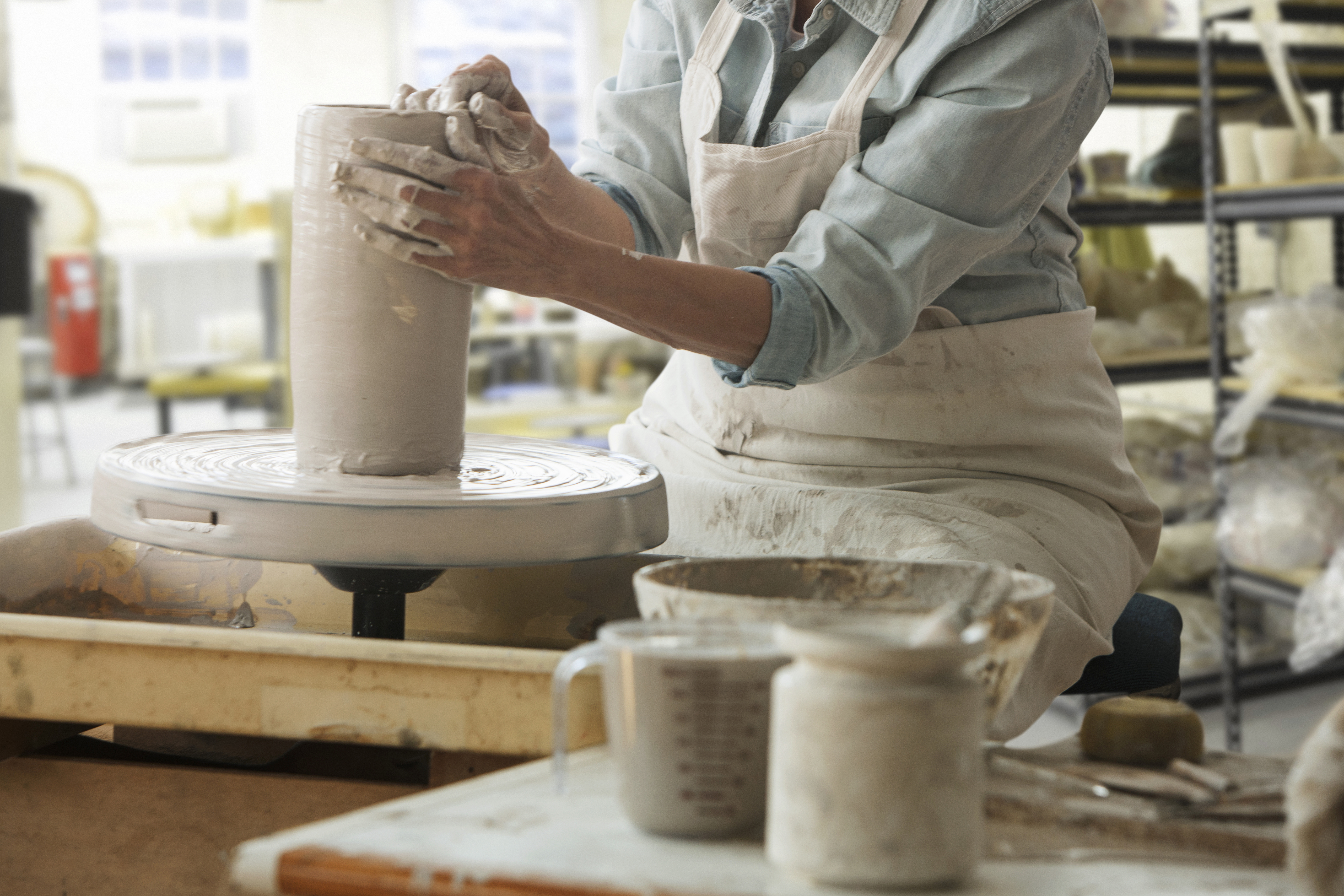 Working on a Pottery Wheel