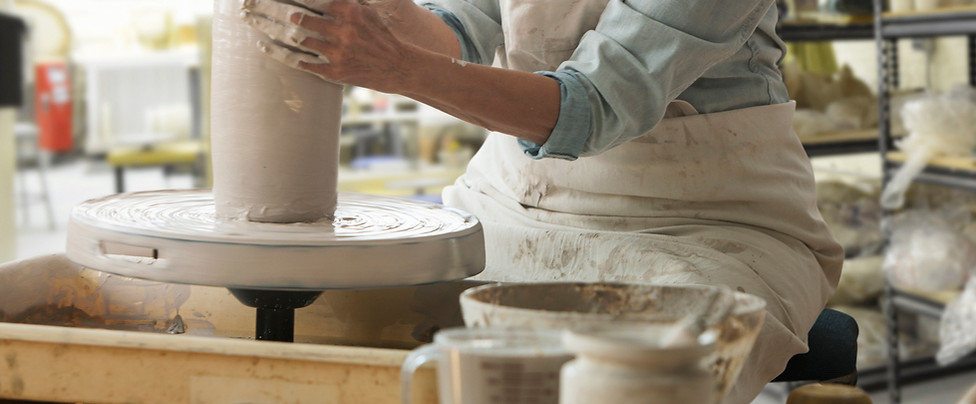 Working on a Pottery Wheel
