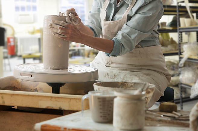 Working on a Pottery Wheel