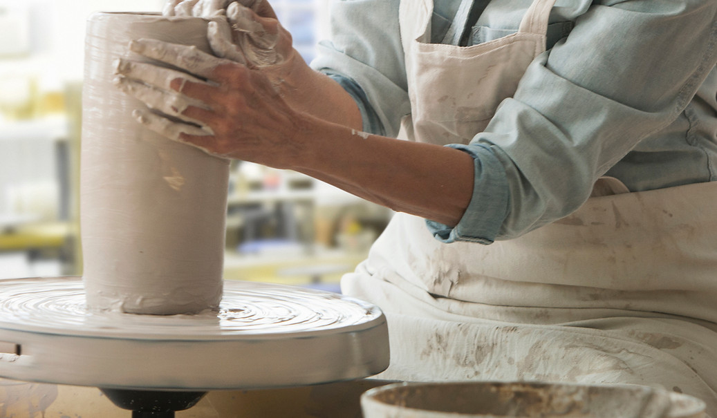 Working on a Pottery Wheel