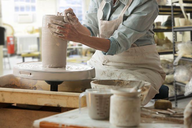 Working on a Pottery Wheel