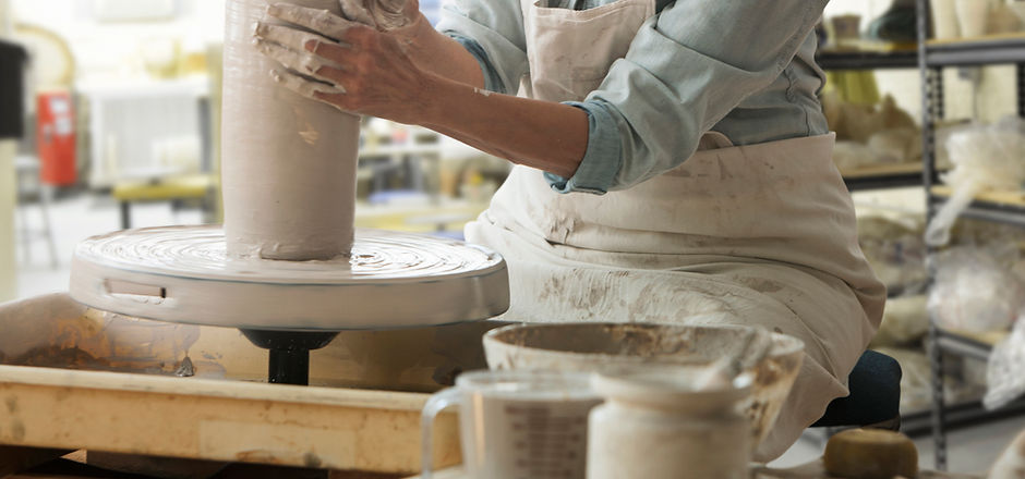 Working on a Pottery Wheel