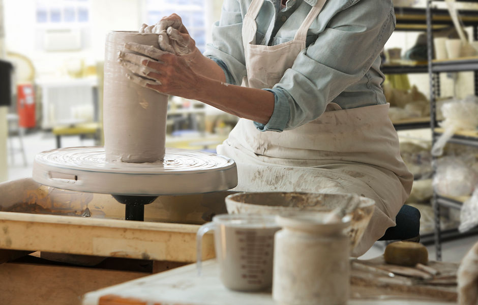 Working on a Pottery Wheel