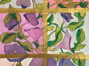 "View Through the Window" (watercolor, acrylic, ink and pencil on home-made egg tempera)