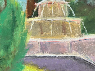 "Fountain in St. Francis Wood, San Francisco" (chalk pastel)