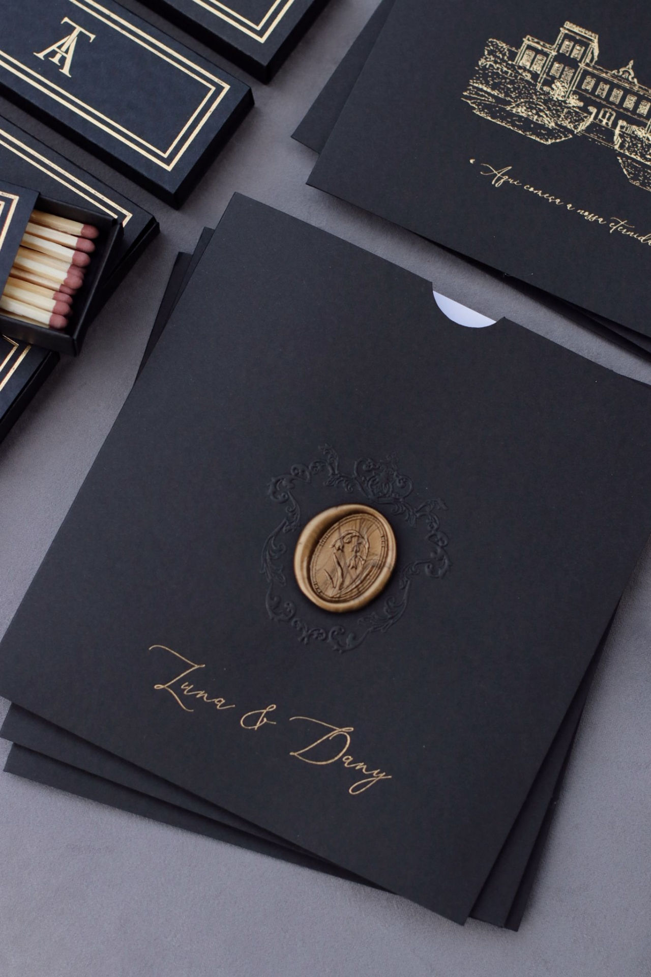 Einladungskarte Melira Black