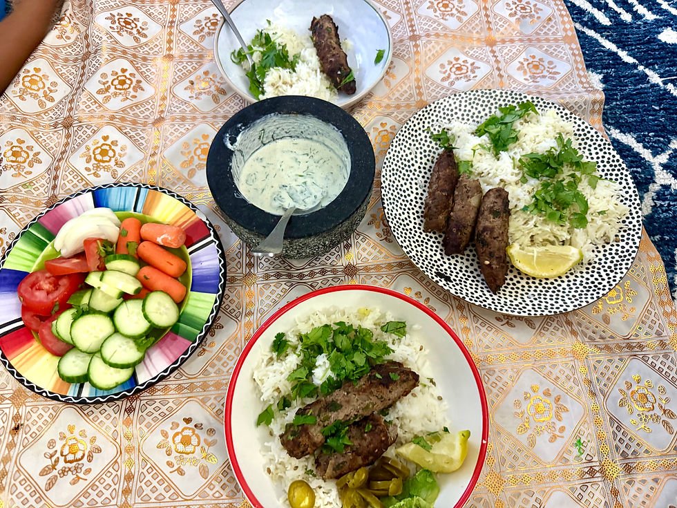 Serve these delicious kebabs with ghee coriander rice, salad, raita, and lemon for a full meal!