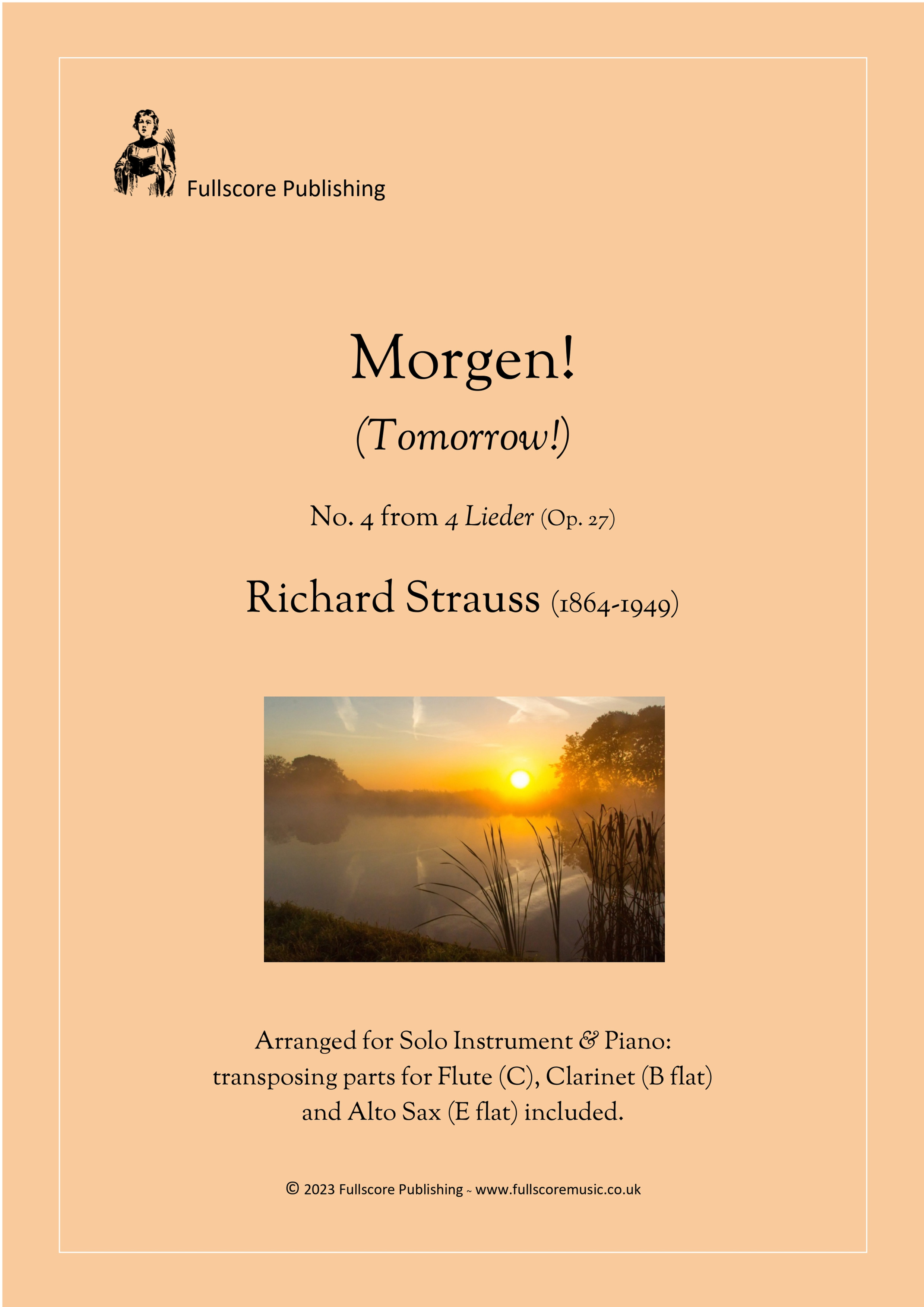 Richard Strauss ~ Morgen! - for Flute, Sax or Clnt & Piano
