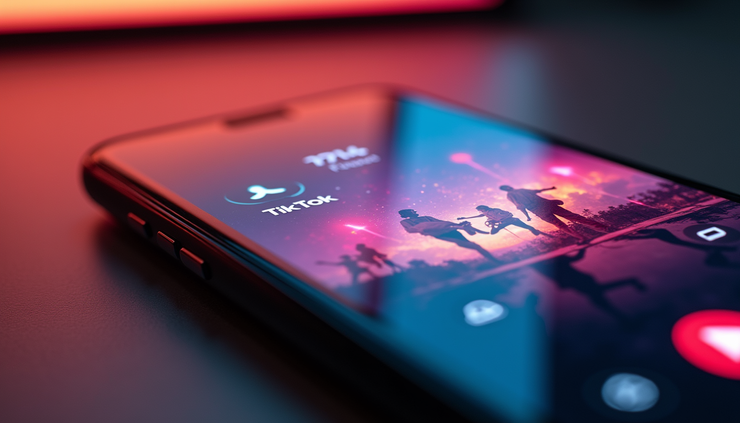 Close-up of a smartphone screen showing a TikTok video with vibrant colors and engaging visuals