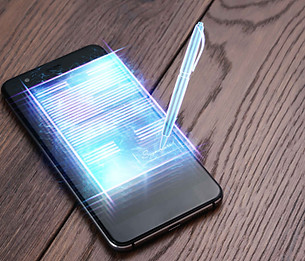concept-electronic-signature-business-distance-image-phone-hologram-contract-pens-signatur
