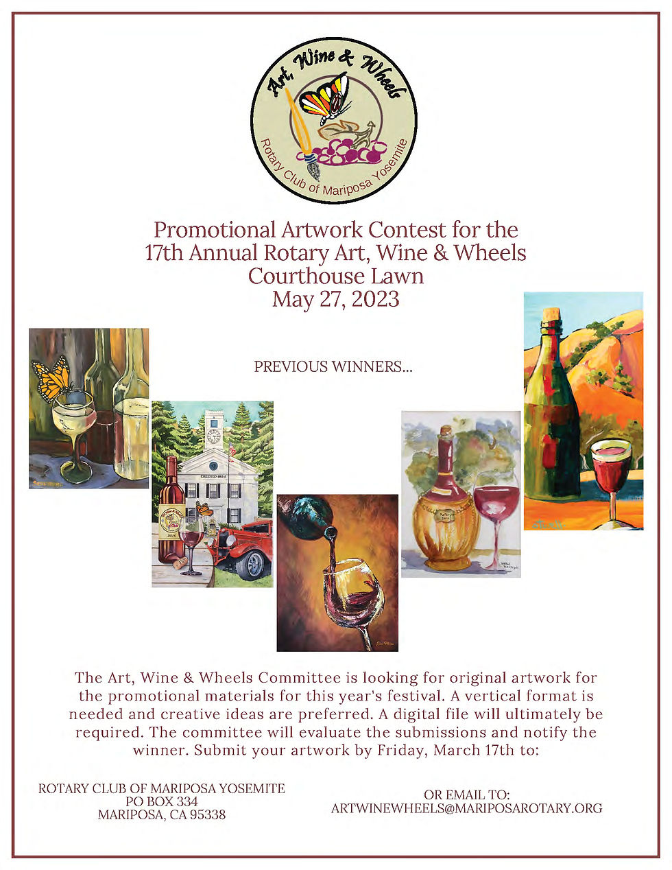 Promotional Artwork Contest Rotary Club of Mariposa Yosemite