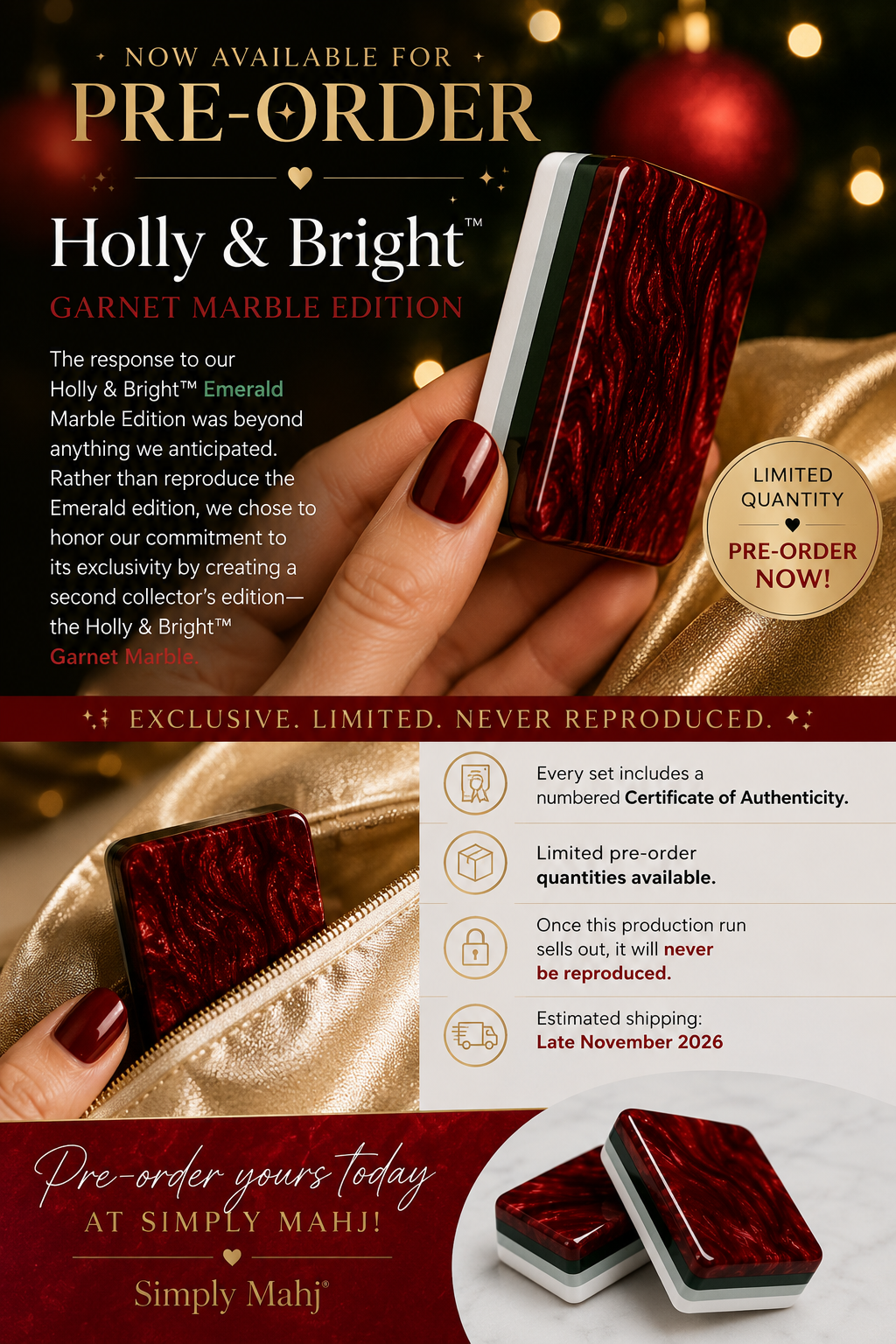 Holly & Bright Tiles Set - Garnet Marble Edition