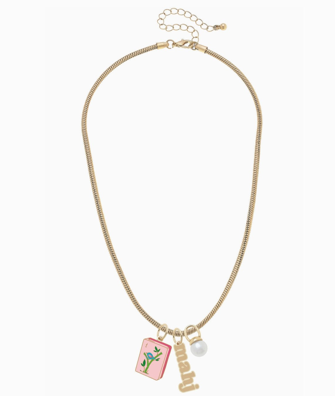Canvas Style - Mahjong Charm Necklace in Shiny Gold