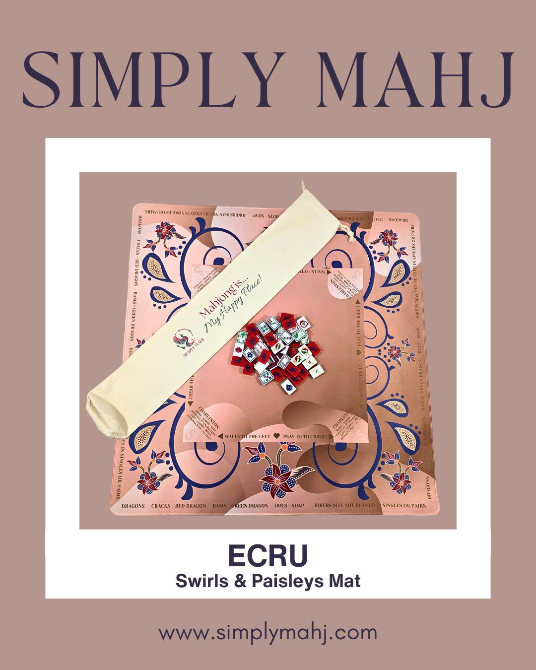 Swirls & Paisleys Mat in Ecru