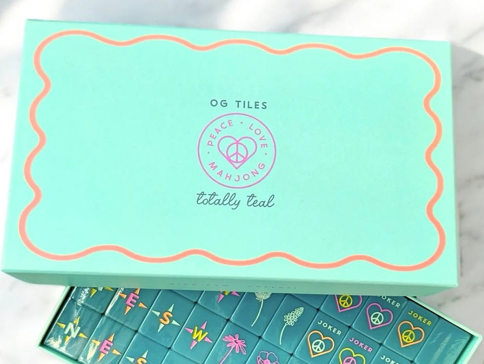 Thumbnail: Peace Love Mahjong  OG Mahj Tiles & Tile Bag - Totally Teal + Dice