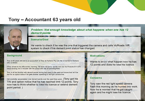 VicRoads Demerit Points - Personas and j