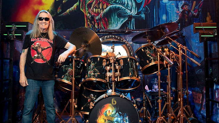 Nicko McBrain with his new drumkit for The Future Past Tour