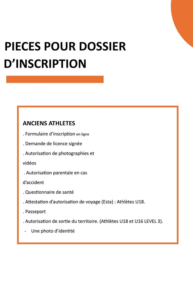 Nos conditions d'inscriptions