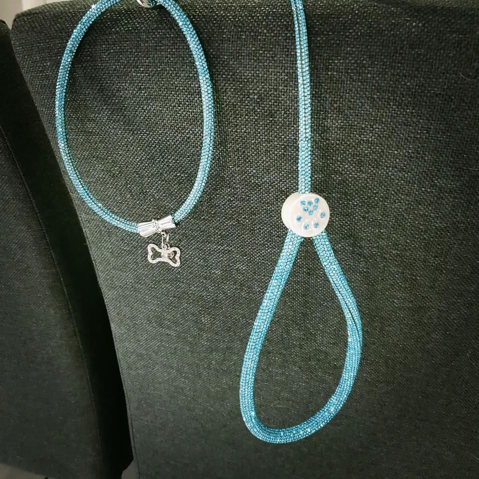 Thumbnail: Bling! Rhinestone Dress Collar & Lead Set