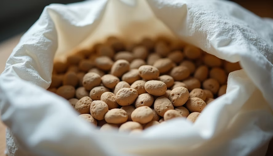 Seeds prepared for cold stratification in a moist paper towel