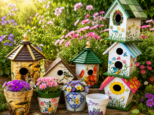 Members hand-crafting garden goods for petals & pours event shop june 18