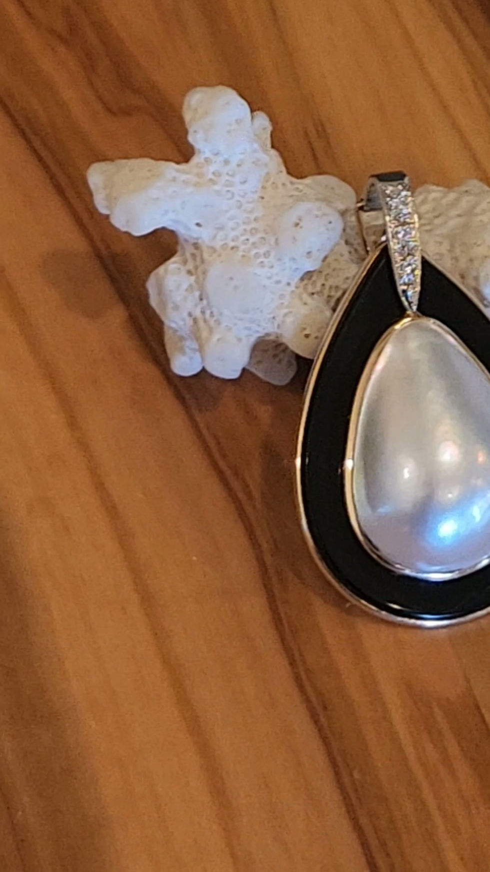Thumbnail: 14 K Mabe Pearl And Diamond Pendant