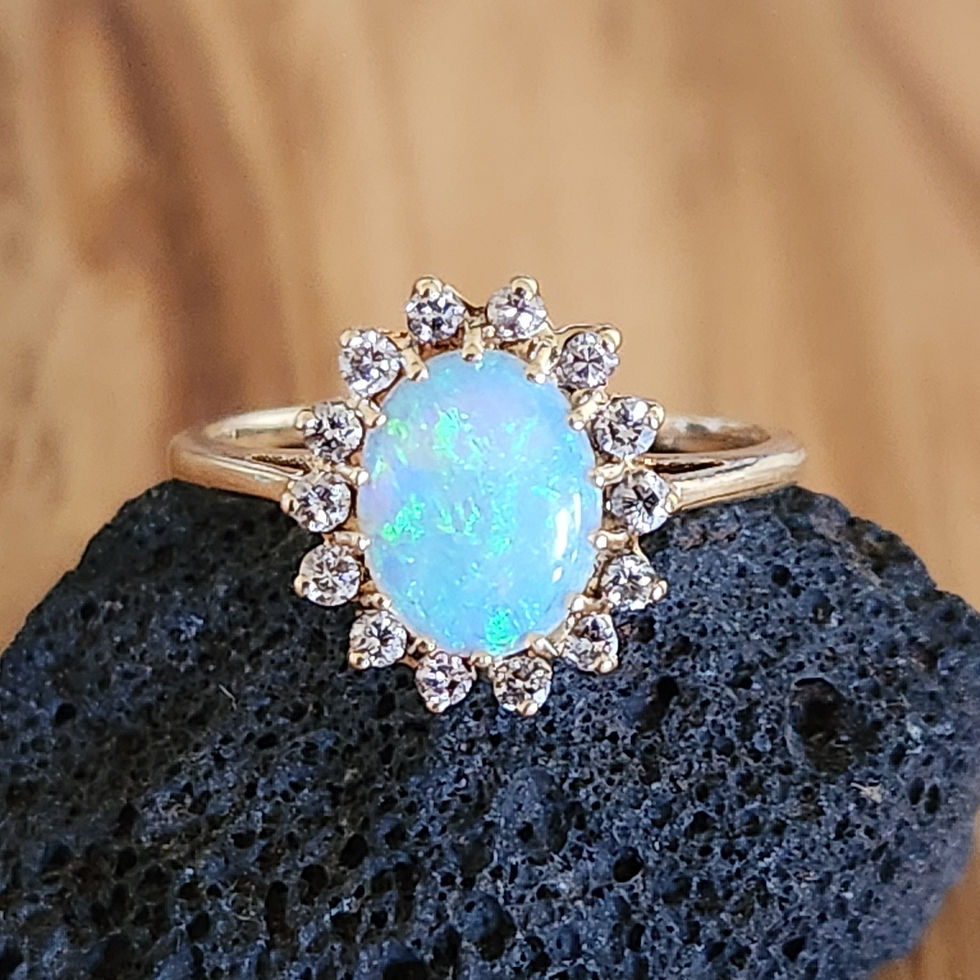 Thumbnail: 10 K Diamond Halo Opal Ring