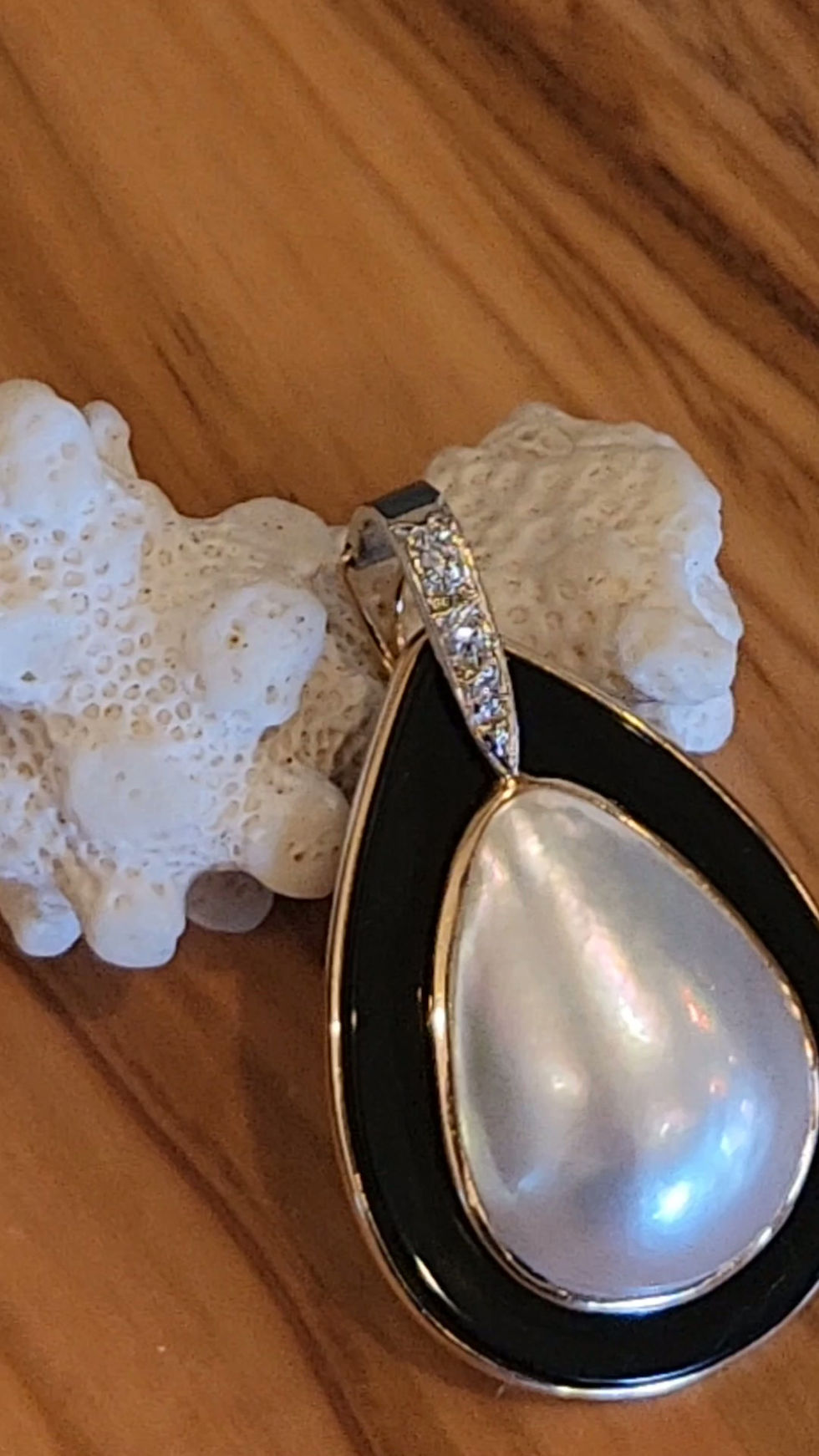 Thumbnail: 14 K Mabe Pearl And Diamond Pendant